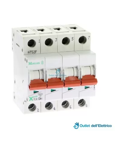 Eaton pls6-c4/4 disyuntor 6ka 4p c 4a